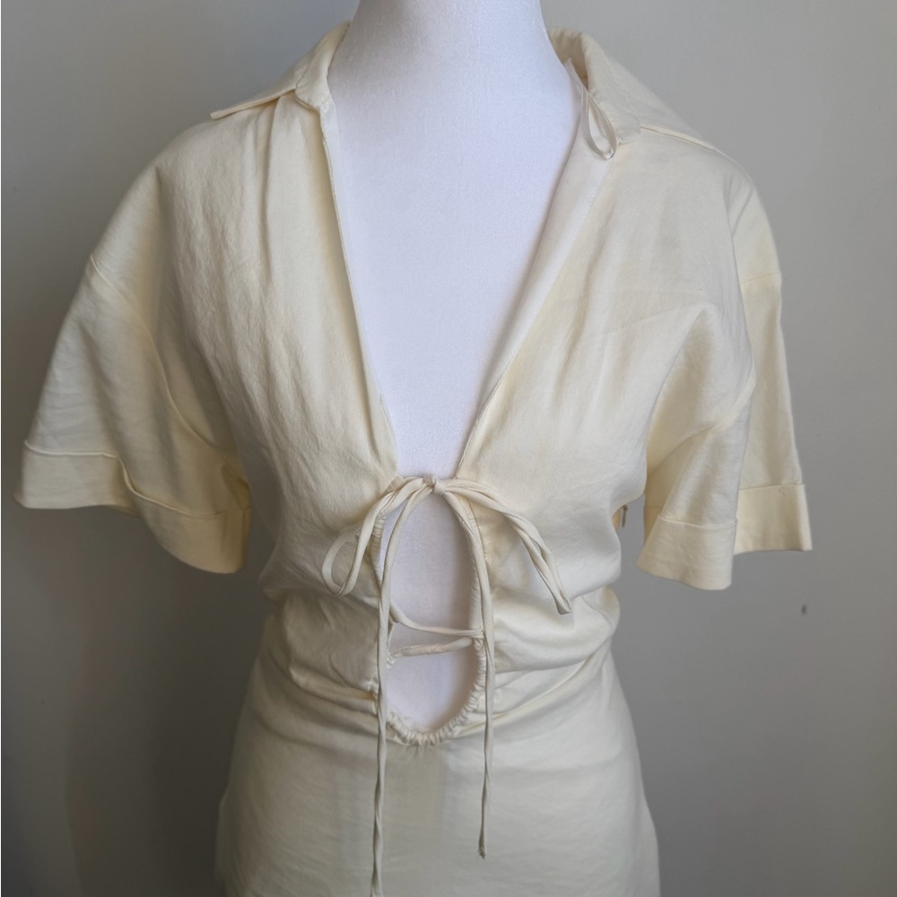 Zara Cream Tie-Front  Dress mini